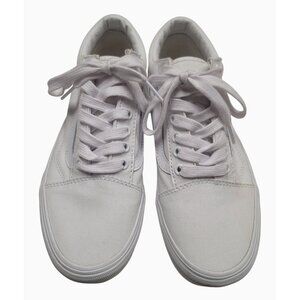 Vans White Canvas Lace-Up Sneakers Size 7M/8.5W Classic Style